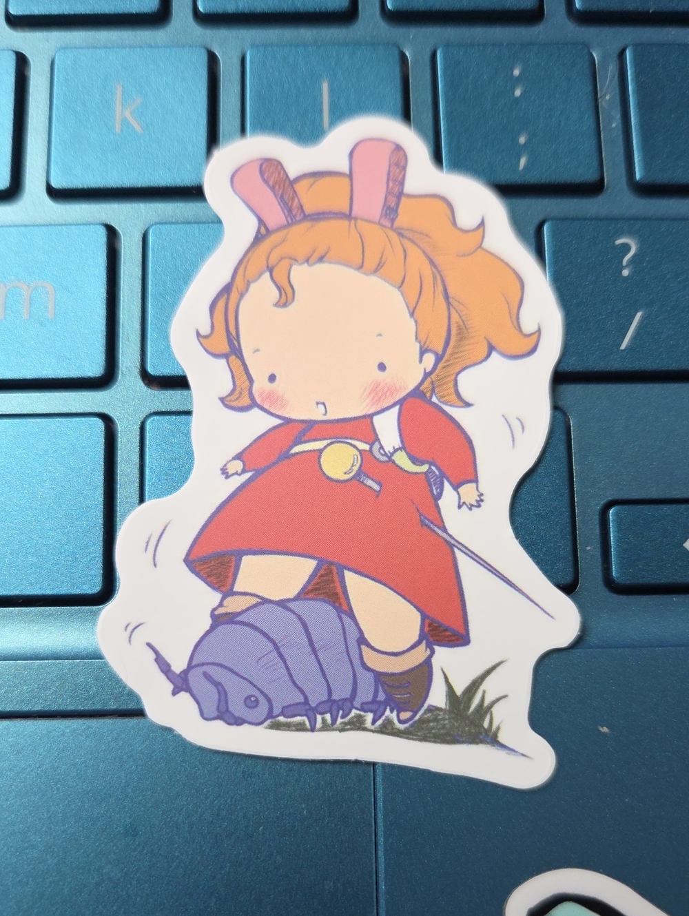Cute Girl Sticker in Red Dress — Kids Toy Decal